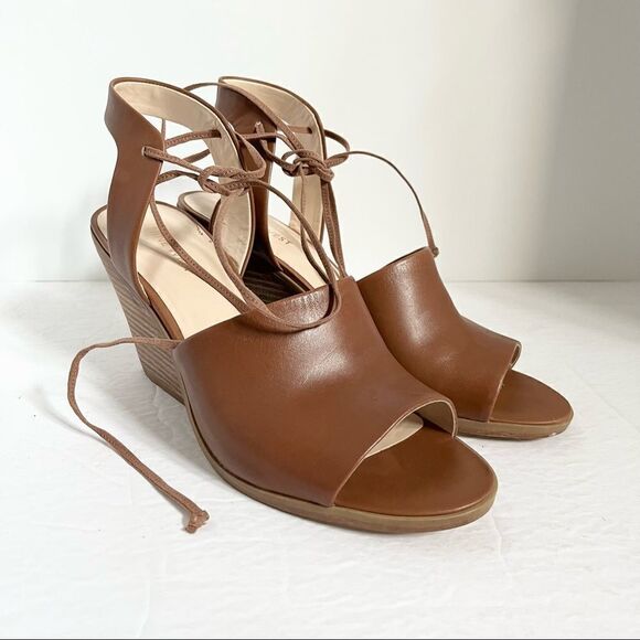 Nine West Women’s Yanka Lace Ankle Strap Sandals, Dark Natural Size 9 - Picture 1 of 14